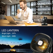 Portable Battery Camping Fan with LED Lantern - Rechargeable 5000mAh Battery Operated USB Desk Fan Kit with Hanging Hook freeshipping - CamperGear X